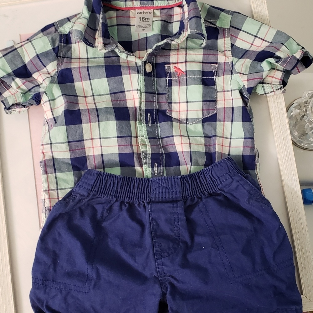 Carter's Short sleeve polo w/matching navy shorts